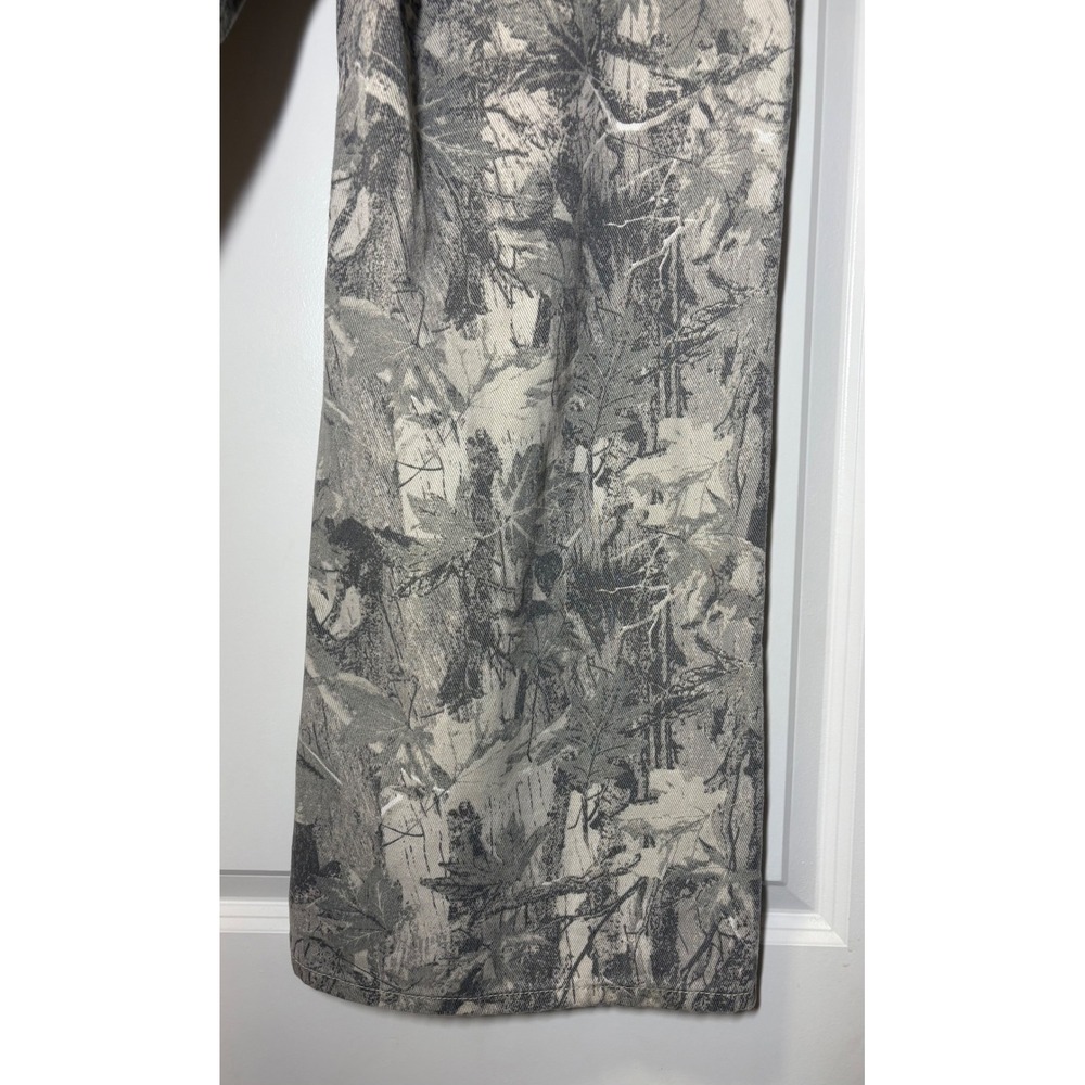 Refrain Los Angeles Wide Leg Jeans Grey Leaf Camo Print -Juniors 11 or W Size 8 - Picture 4 of 7